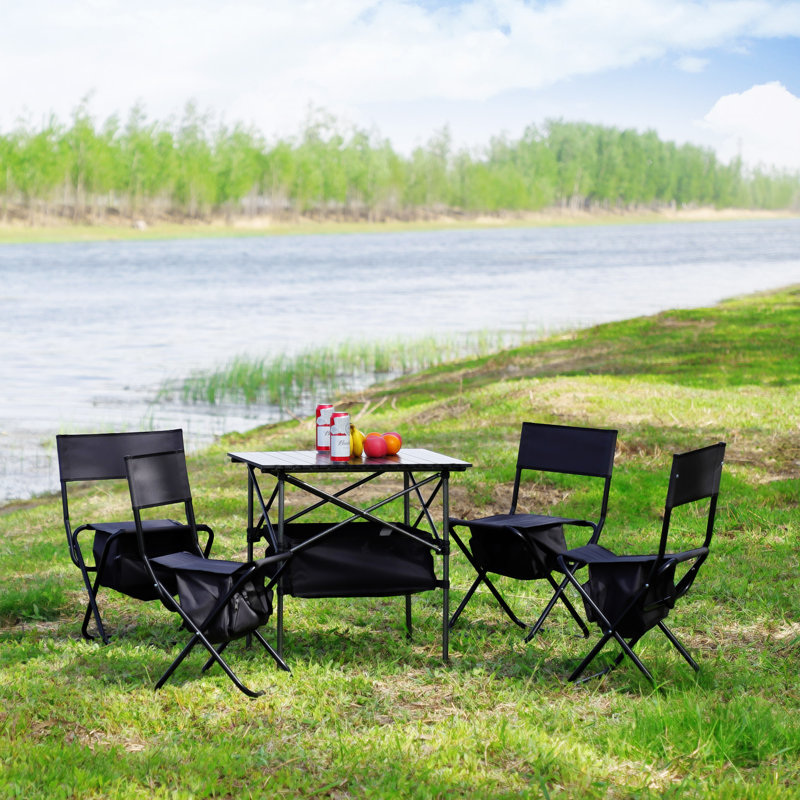 Ensemble de 5 ensembles repas de patio, Noir