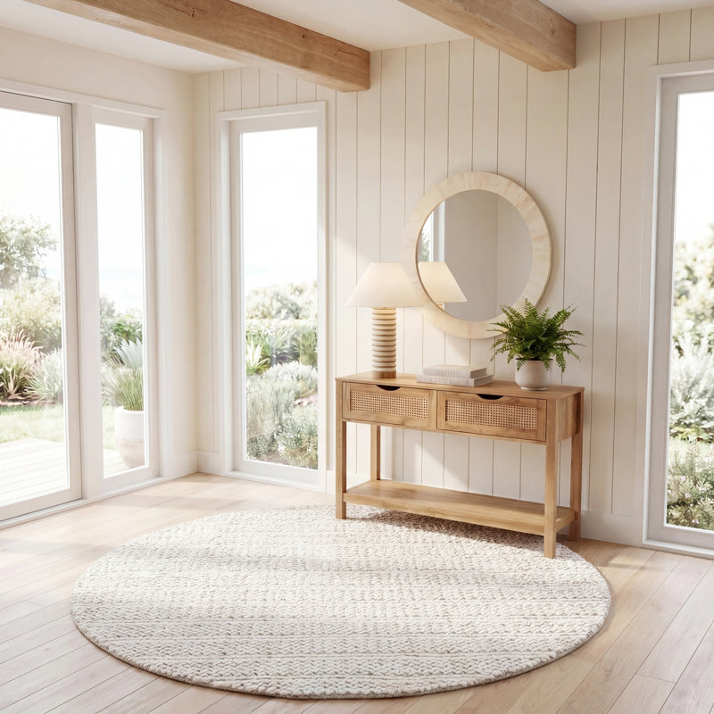 Finnick 702 Area Rug In Ivory, Round 6'