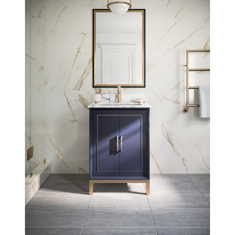 Gracie 24'' W Single Vanity, Pacific Blue, Carrara Marble/Single Faucet Mount
