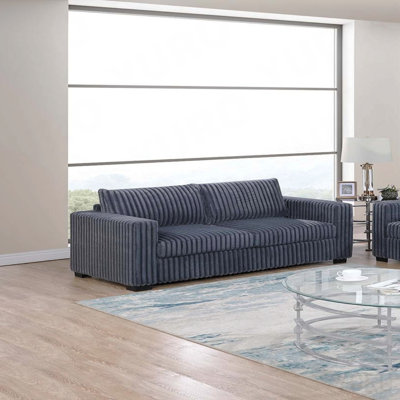 Uniform Design Elegant Simple Sofa And Loveseat 2pcs Sofa Set Dark Gray Wide-Welt Corduroy Living Room Couch