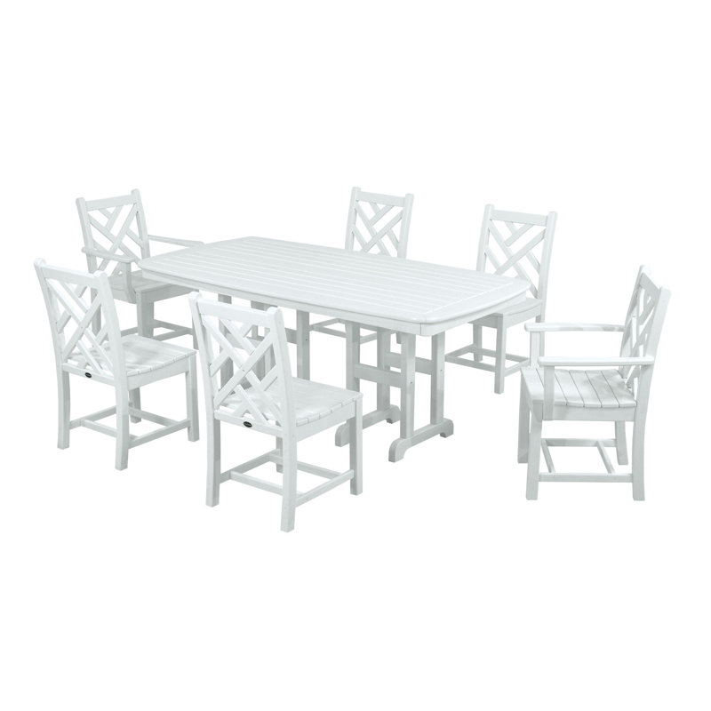 POLYWOOD Chippendale 7-Piece Dining Set, White