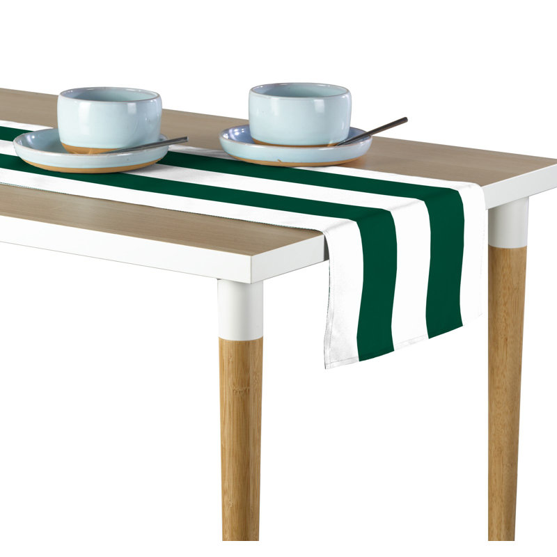 Green Striped Table Runner 108" x 14", 108" L x 14" W, Green
