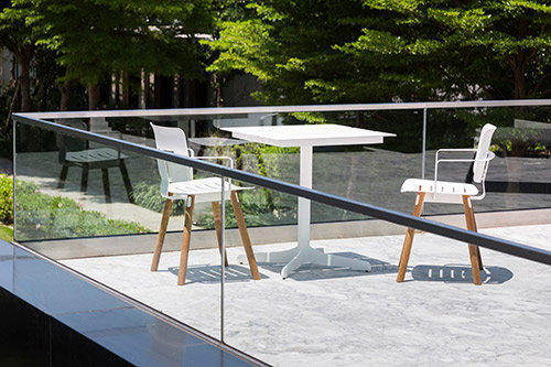 Ceru Outdoor Square Dining Table, White HPL, 31.5" x 28.63" x 31.5", White