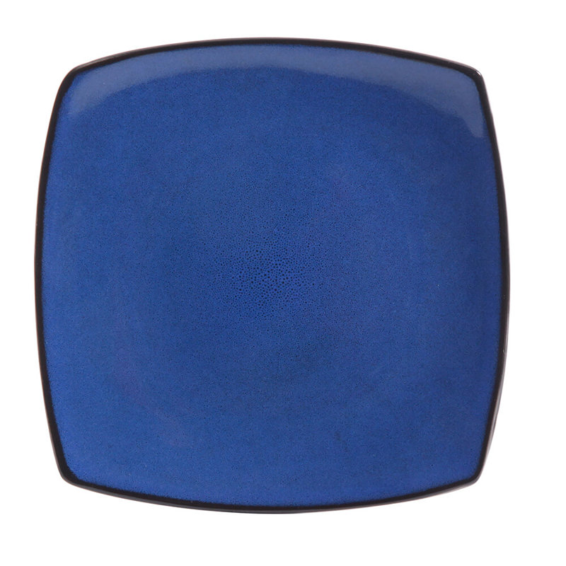 Sapphire Blue Square Porcelain Dinnerware Set, Service for 4