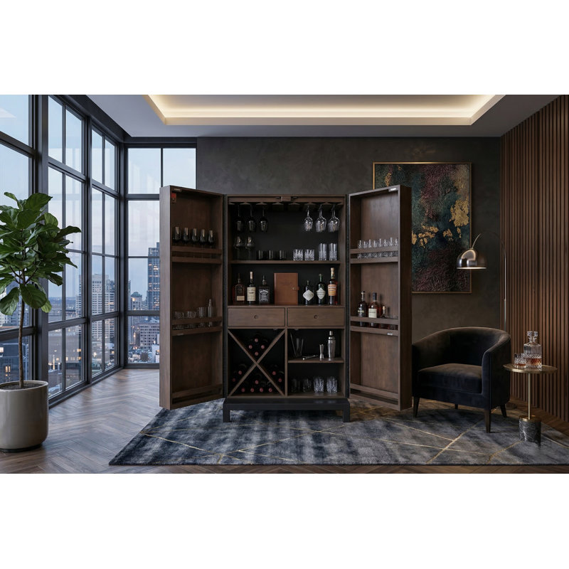 38 " L Solid Wood Bar Cabinet