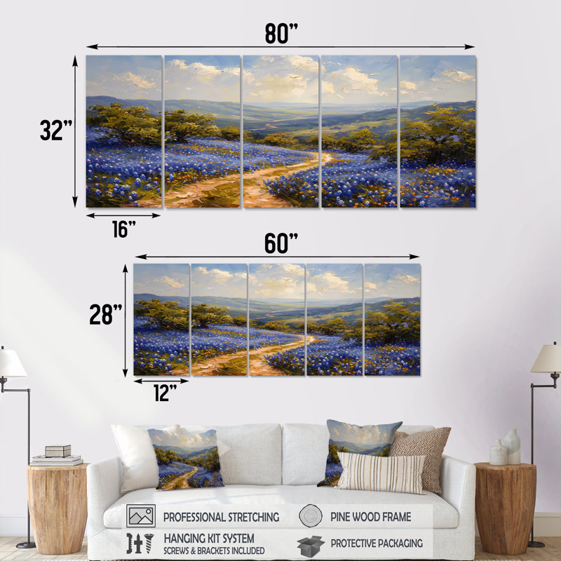 Ensemble d'art mural Futch - Blue Bonnets, H 32 po x l 80 po