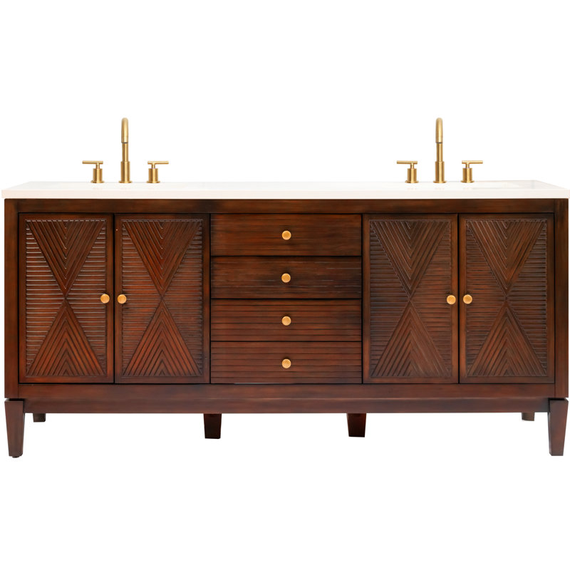 Lilly's 72"L Free Standing Vanity In Dark Walnut