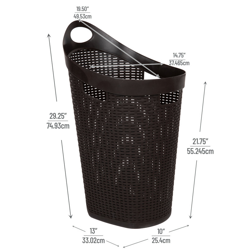 Brown Wicker Rolling Laundry Hamper with Lid and Wheels