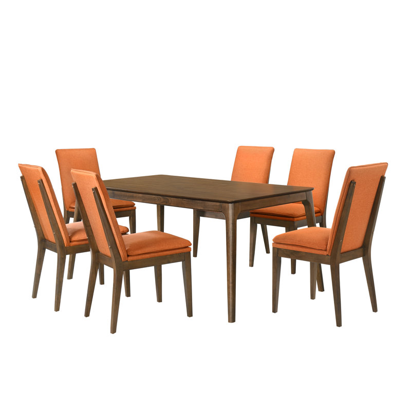  Ensemble de salle à manger Carlyssia, Orange, 7 Pieces: Table, 6 Chairs