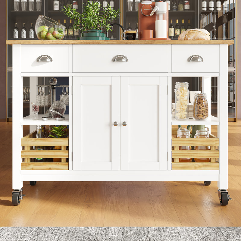 Caufield Wood Kitchen Island, White