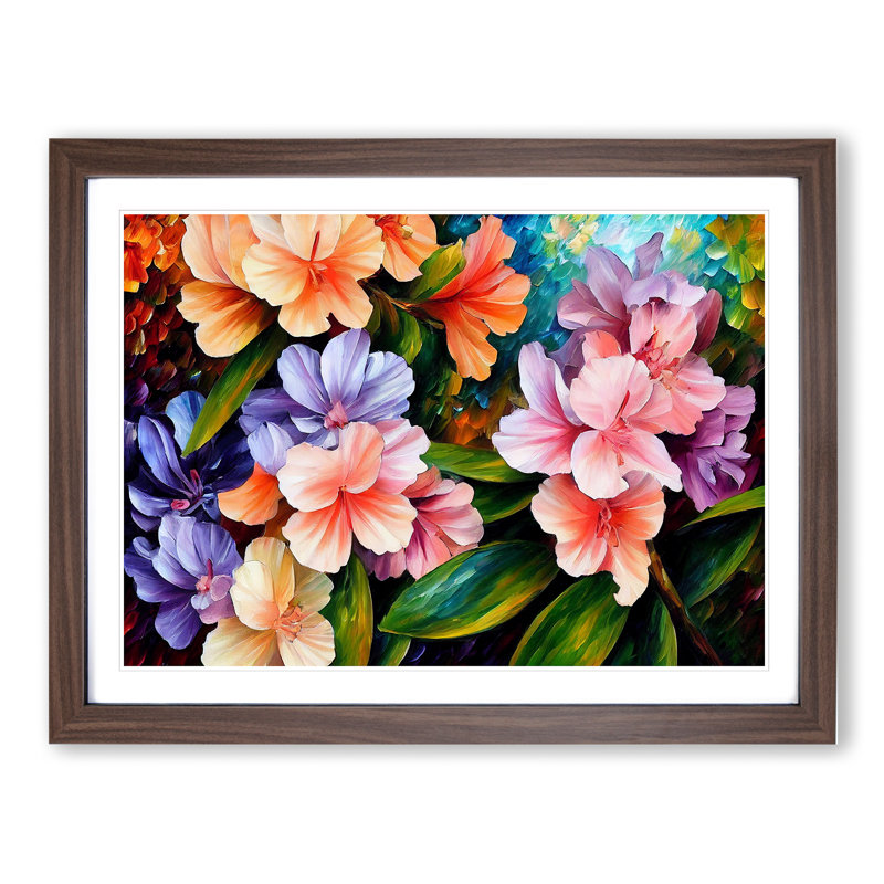 Rhododendron Flower Vol.1 Abstract - Single Picture Frame Print, 25cm H x 34cm W x 2cm D, Walnut Framed