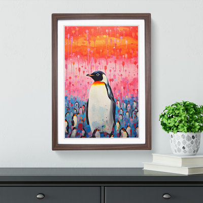 Penguin Colour Field - Single Picture Frame Print on Wood