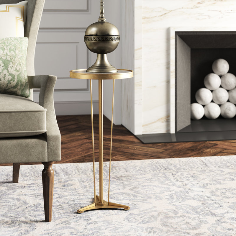French Moderne Side Table, Antique Brass