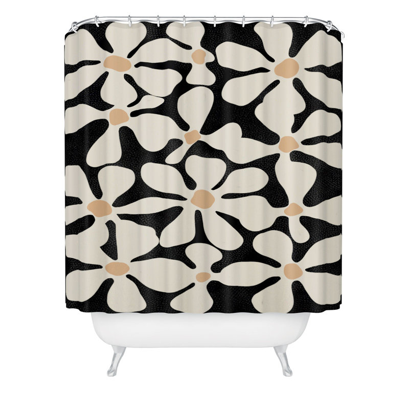 Rideau de douche DorisciciArt, Motif floral noir 5