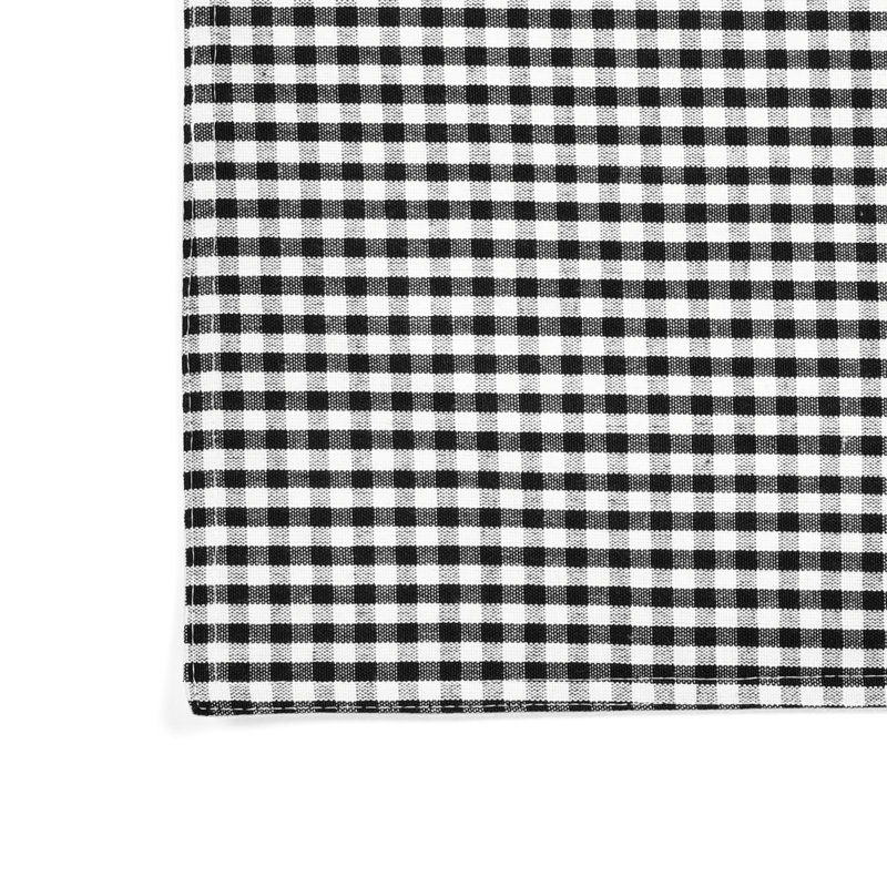 Black and Off-White Gingham Check Cotton Blend Placemats Set of 4