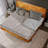 Gazelle Solid Wood Bed Frame with Artistic Patterned Headboard, Queen size bed, Caramel-43895569-43895568