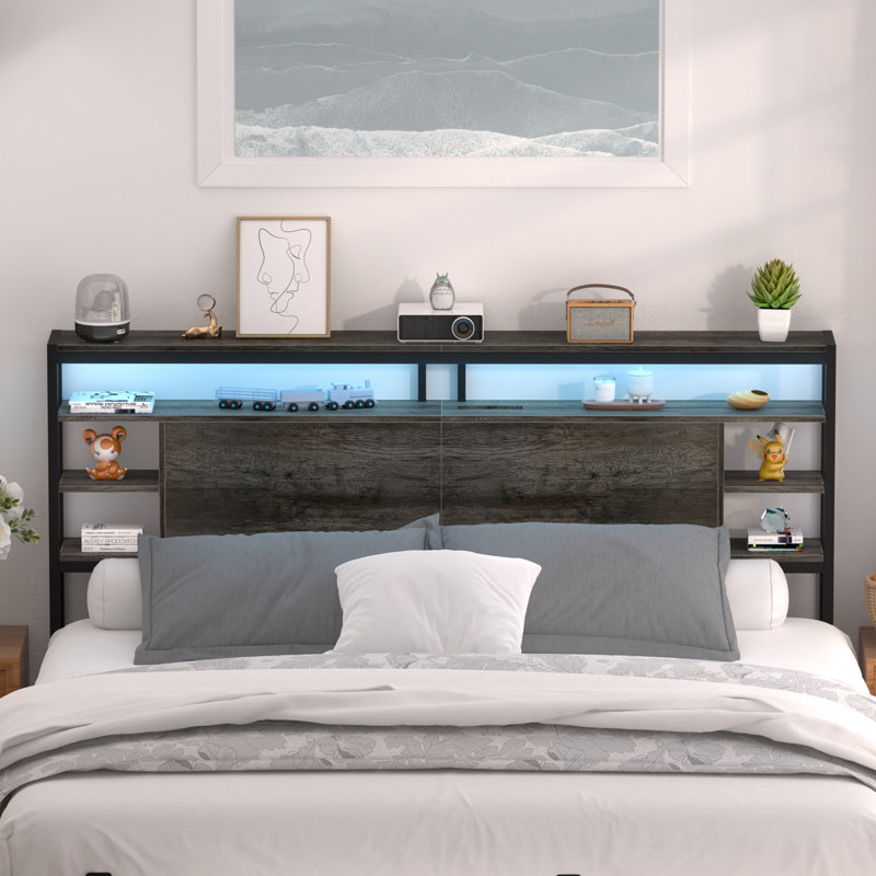 Tête de rangement avec lumières DEL et station de charge, Gris, Très grand