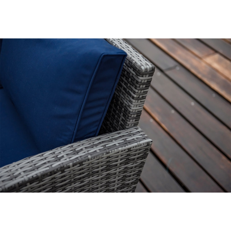 Ensemble de conversation en osier / rotin pour 6 personnes avec coussins, gris, gris