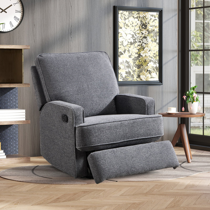 Norvis 29.5" Wide  Modern Refined Linen Upholstered Standard Manual Recliner, Gray