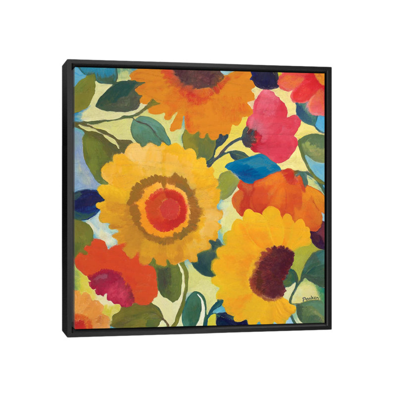 « market fleurs i » par kim parker, impression sur toile, H 18 po x l 18 po x P 1,5 po, Toile avec cadre noir, Pas de tapis