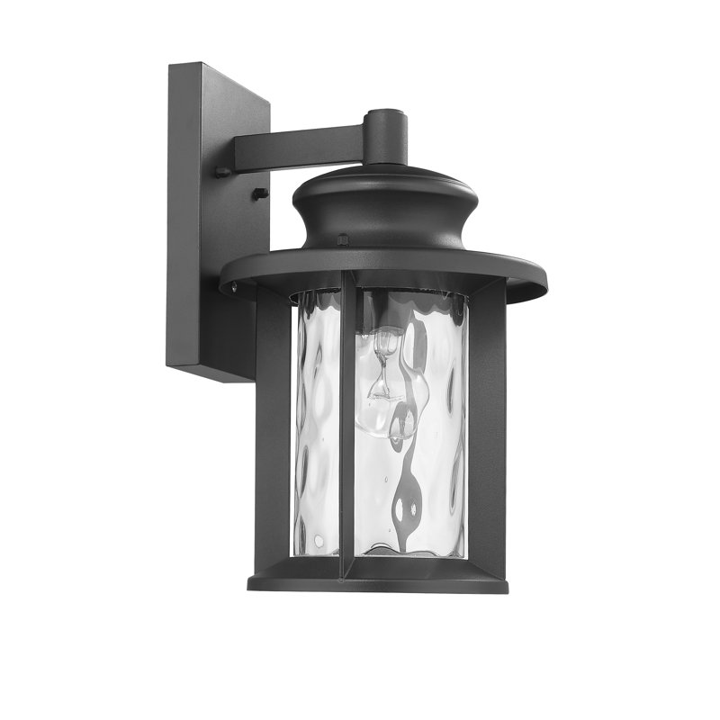 Lanterne murale d’extérieur 1 ampoule dunneback, H 14 po x l 8,75 x P 9,75, Incandescent, Noir texturé