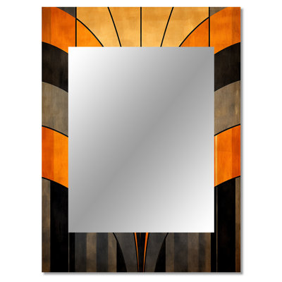 Orange And Grey Vectors - Abstract Shapes Decorative Wall Mirror, Modern Mirror, Printed Metal Art