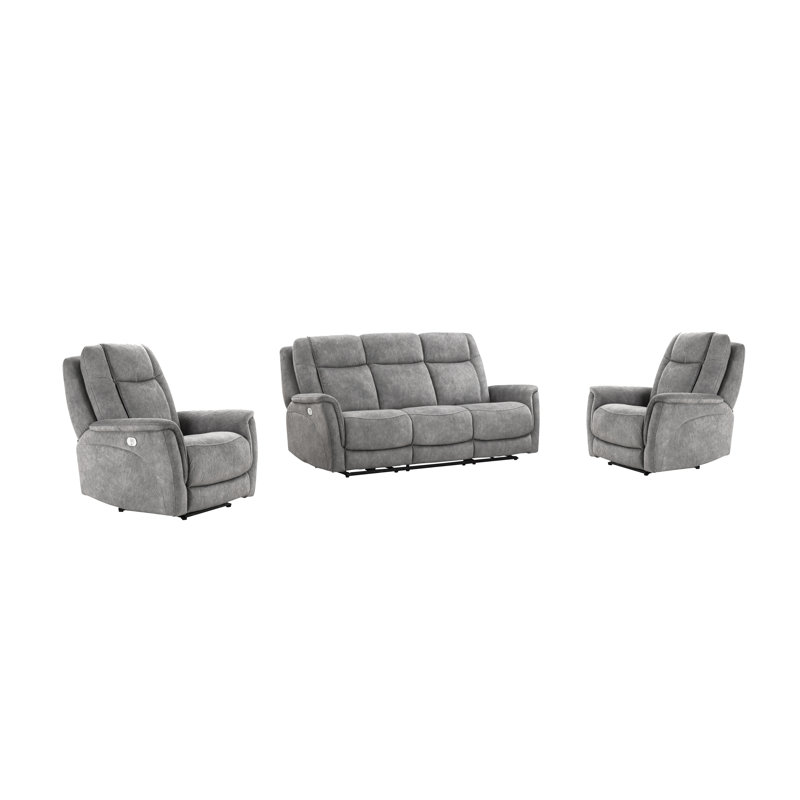 Causeuse et fauteuil inclinable électrique Blynn, 3 pièces: canapé, 2 fauteuils inclinables
