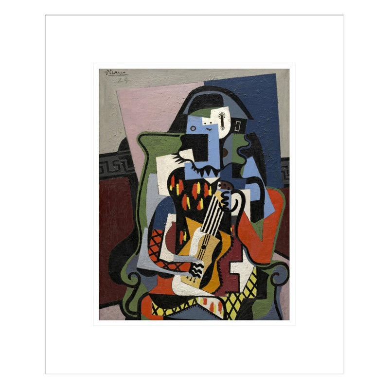 «Harlequin Musician» par Pablo Picasso, impression giclée sur cadre, H 16,31 po x l 13,75 po