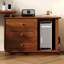 Bureau rectangulaire brun et noir en bois massif avec 3 tiroirs-1319568451