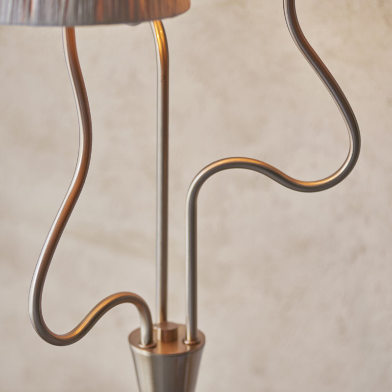 Wrangler 3lt Floor light finished and Raffia, Brushed Aged Brass 