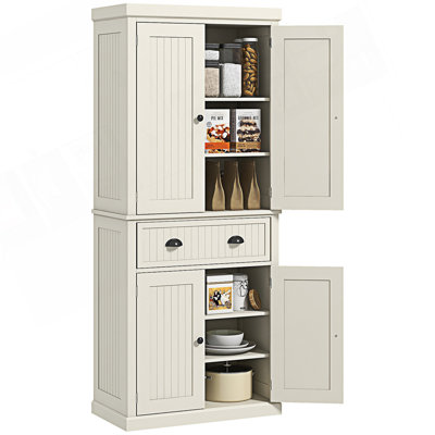 Armoire d'entrée, armoire de cuisine, armoire de rangement haute autoportante, armoire de cuisine traditionnelle avec 4 portes