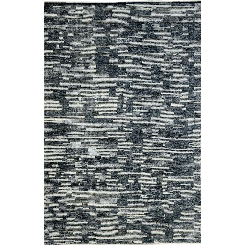 Tapis ivoire et noir noué à la main de haute qualité, Rectangle de 5 pi x 8 pi