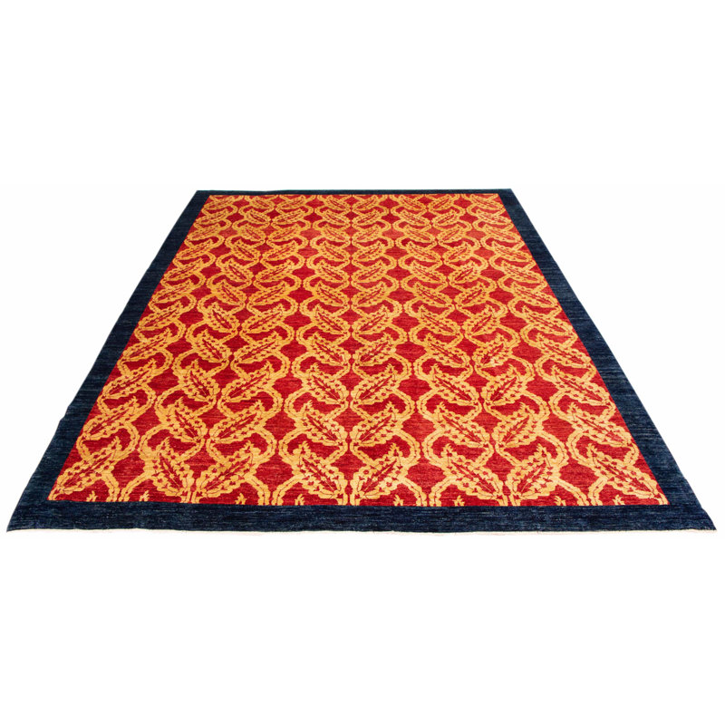 Tapis rouge foncé Finest Peshawar Ziegler 10 pi 2 po x 13 pi 4 po