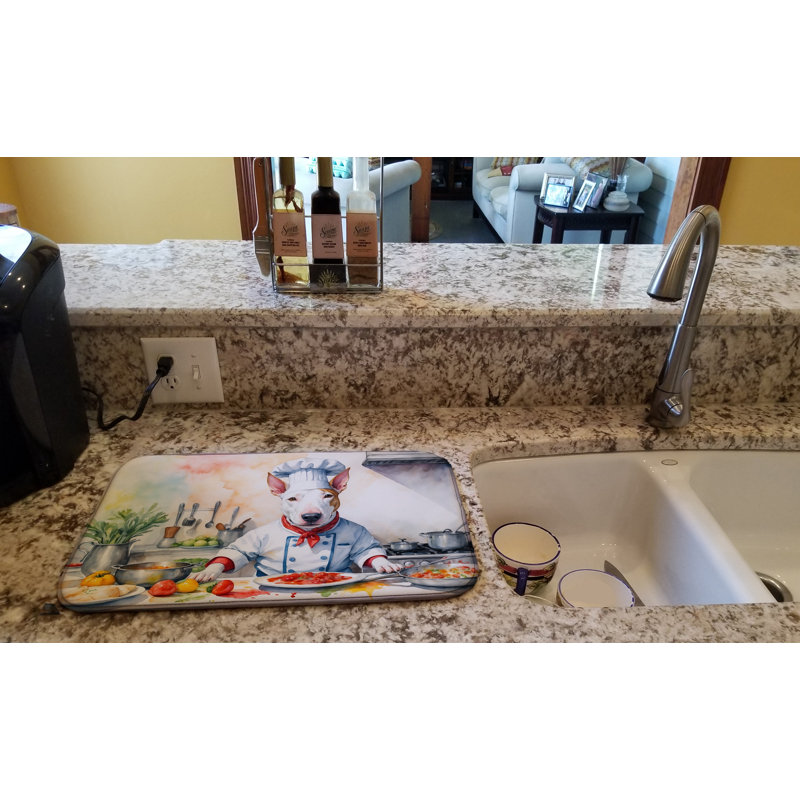 Bull Terrier The Chef Dish Drying Mat