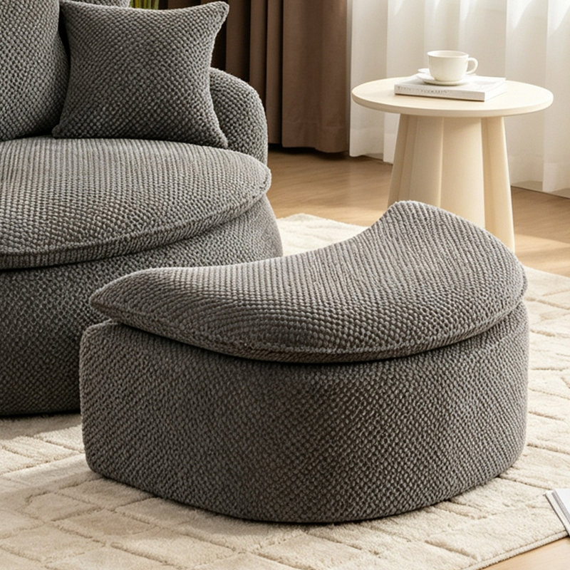 Fauteuil d'appoint surdimensionné rond 53,15 po avec repose-pieds et repose-pieds sans os, Gris