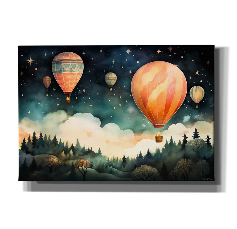 «Flying Ballons» par Momart, art mural sur toile, H 18 po x l 26 po x P 0,75 po