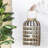 22” Decorative Wood and Metal Lantern with Bamboo Accents, Cage-Style Candle Holder for Living Room-1260833525