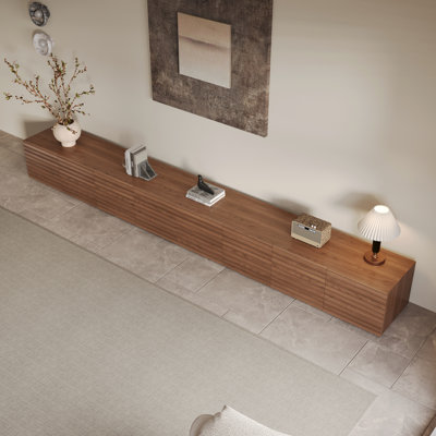 148'' Wooden Tv Stand With 4 Drawers, Modern Striped Media Console, No Assembly Needed