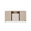 Meuble télé moderne blanc crème avec panneaux en roseaux et rangement ouvert combiné-133655380