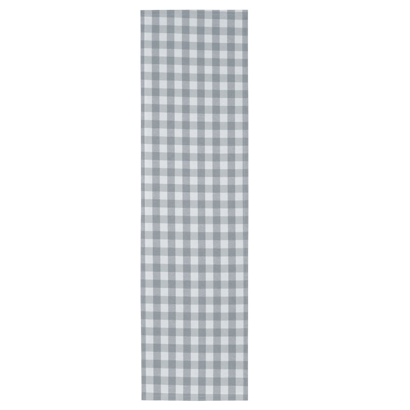Linehan Checkered Cotton Blend Table Runner, 72" x 13", Gray