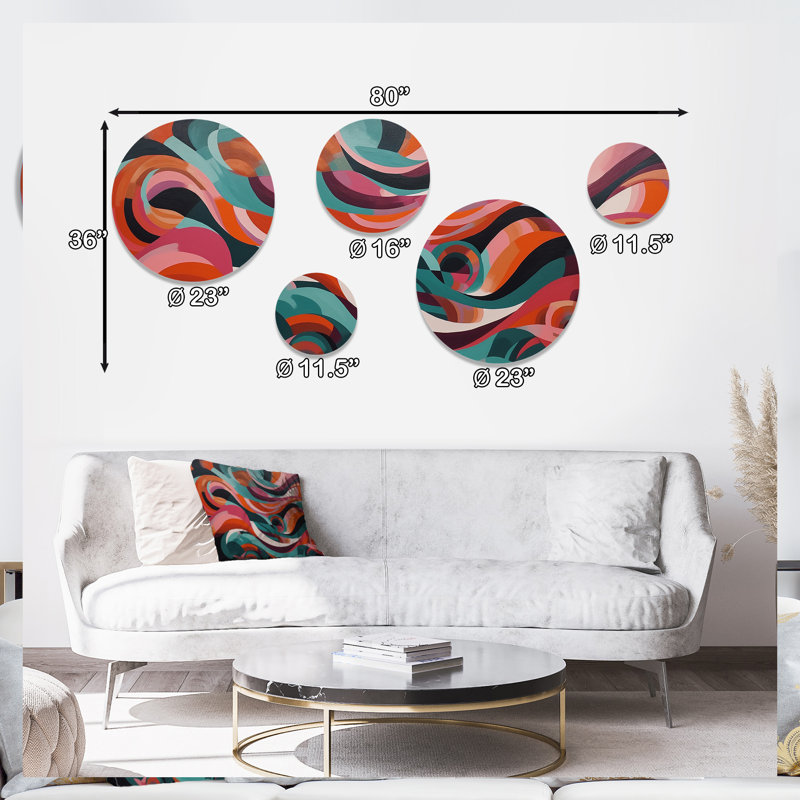 Ensemble de 5 décorations murales formes abstraites en équilibre I