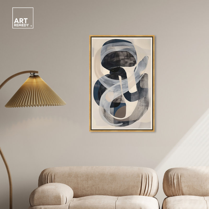 Large Abstract Canvas Wall Art with Gold Frame