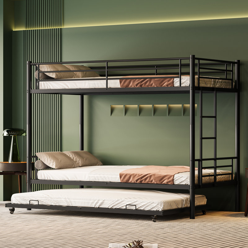 Twin Over Twin Bunk Bed With Trundle Black
