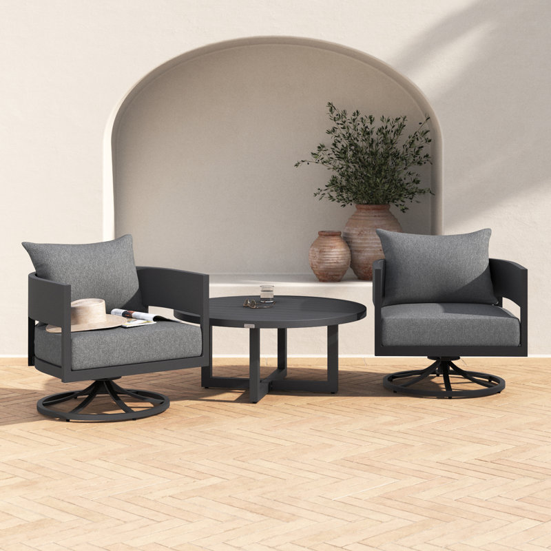 Elza Aluminum 3 Piece Seating Group with Cushions