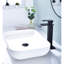 Robinet de lavabo de salle de bain à cascade avec bonde escamotable, surface noir mat et noyau en acier inoxydable pour un luminaire chic au design supérieur-124304137