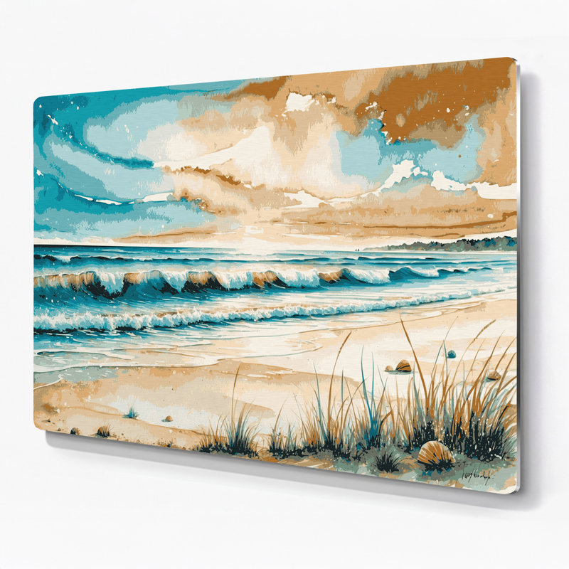 Bord de mer, calendrier, élite, art mural en métal beige, H 16 po x l 20 po