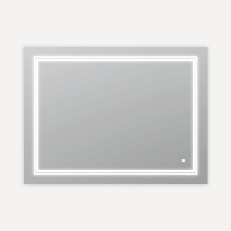 Sleek Soho 48"x36" Silver LED Lighted Bathroom Vanity Mirror with Defogger and Dimmable Lighting