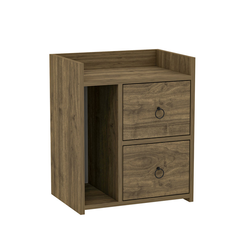 Bethellen 50cm W Particle Board Bedside Table, Walnut