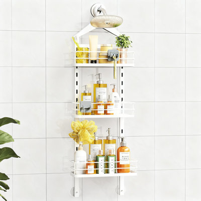 3 Tier Height-Adjustable Shower Caddy Hanging Hanger Anti-Swing-Over The Shower Head Caddy-Shower Storage Organizer Bathroom Shelves Basket Shower.(Black)