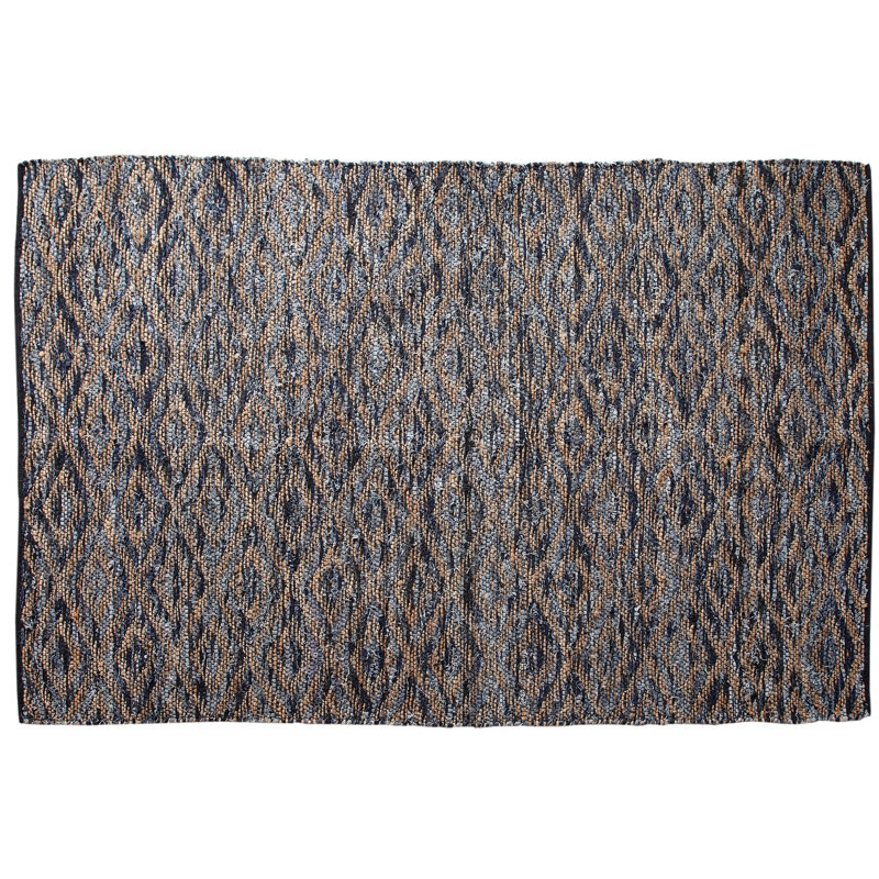 Romeo Geometric Handmade Tufted Jute/Sisal Blue/Gray Area Rug, Rectangle 8' x 10'